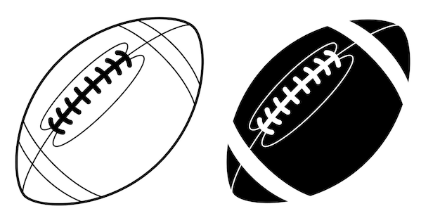 Sports ball for playing american football icon team sports active lifestyle isolated black and wh