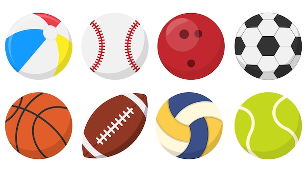sports balls flat icon set vector illustration