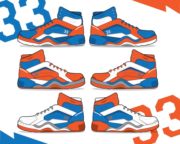 Векторный шаблон дизайна спортивной баскетбольной обуви