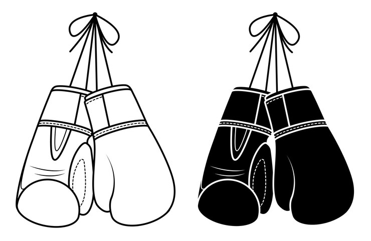 Vector sports boxing gloves hanging on wall end of training sports career of fighter hand protection equ