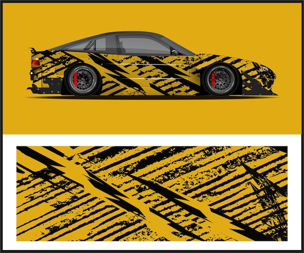 Sports car decal graphic for car wrap design