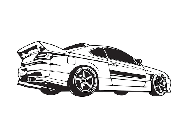 Sports car line art vector illustration