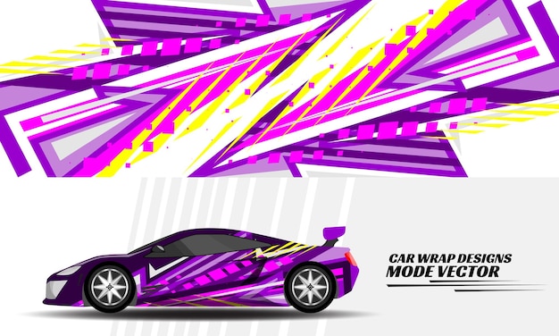 Sports car sticker illustration with creative rigid shape premium racing