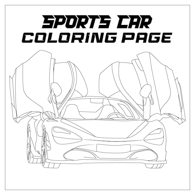 Sports Car Vector Coloring Page for kids