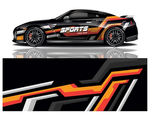 Sports car wrapping decal design