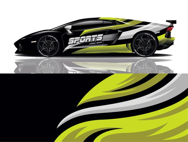 Sports car wrapping decal design