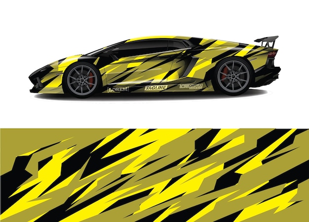 Vector sports car wrapping decal design