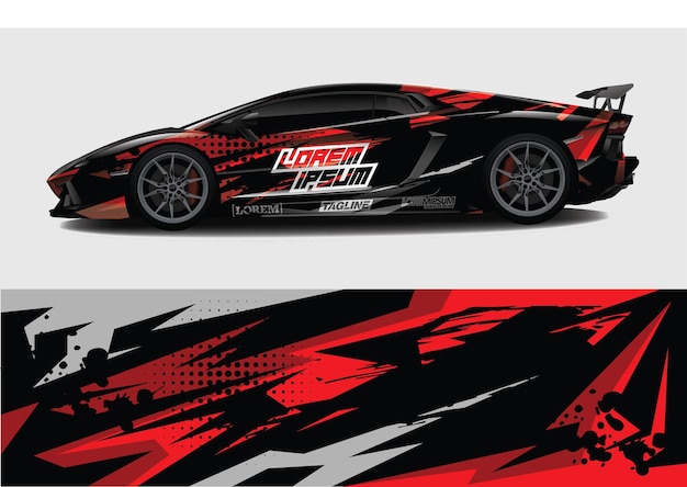 Vector sports car wrapping decal design