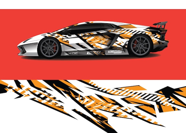 Vector sports car wrapping decal design