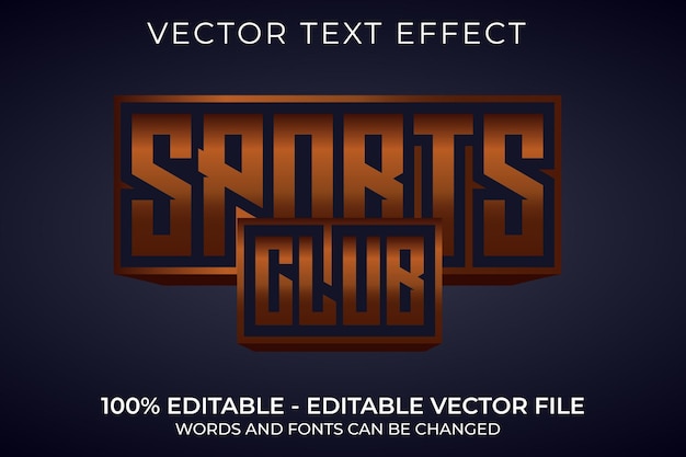 Sports club 3d editable text effect