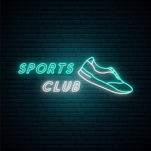 Sports club neon light signboard.