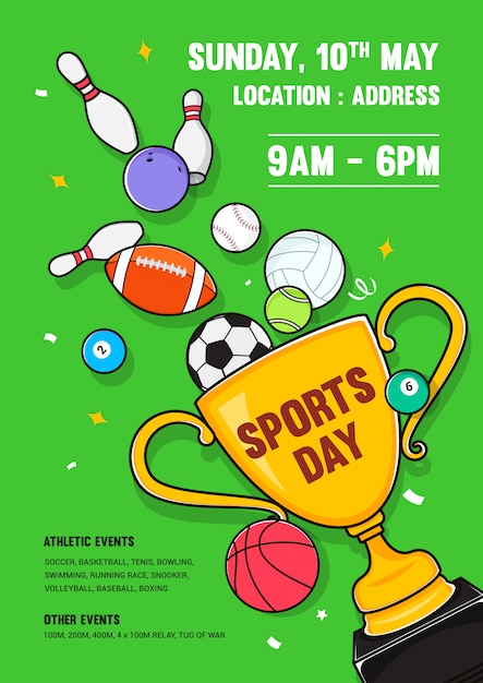 Vettore sports day poster design invito