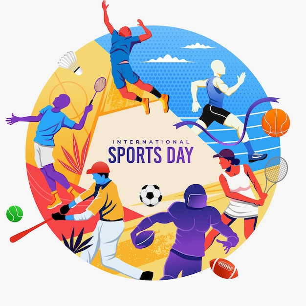 스포츠 데이 벡터 일러스트 배너 포스터 및 전단지 디자인을 위한 스포츠 이벤트 그래픽 디자인