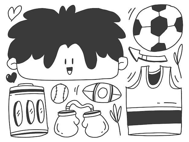 Sports doodle cartoon kawaii design