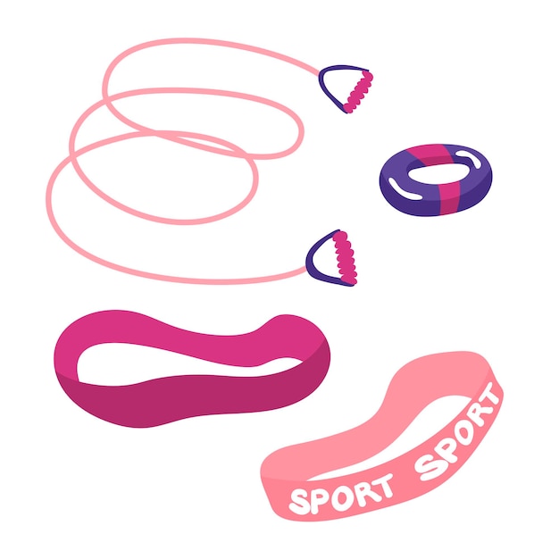 Sports equipment gym training activities lifestyle stickers clip art jump rope expander