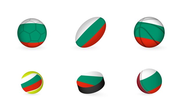 Sports equipment with flag of Bulgaria Sports icon set