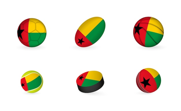 Sports equipment with flag of GuineaBissau Sports icon set