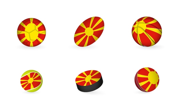 Sports equipment with flag of Macedonia Sports icon set