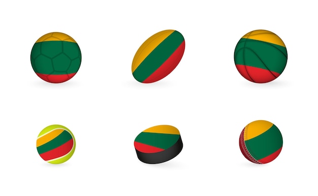 리투아니아 스포츠 아이콘 세트의 국기와 함께 스포츠 장비
