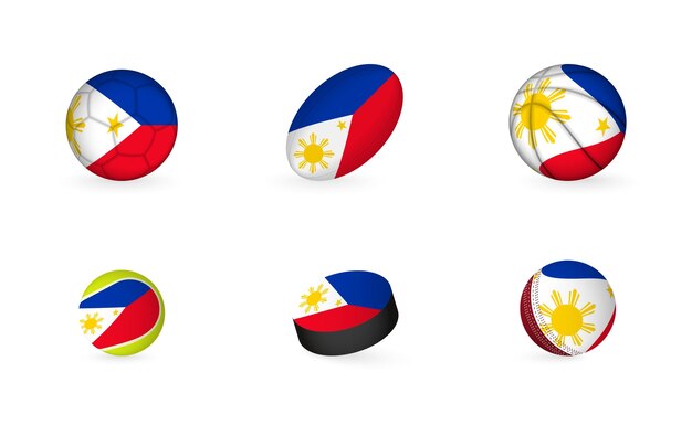Vector sports equipment with flag of philippines sports icon set