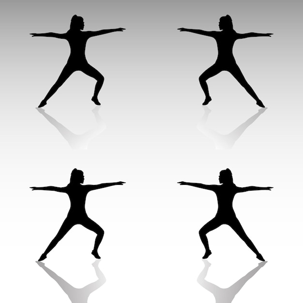 Sports exercising silhouettes