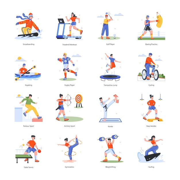 Спорт и фитнес Плоские иконы