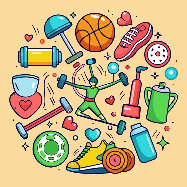 Vector sports and fitness icons vector collection graphics