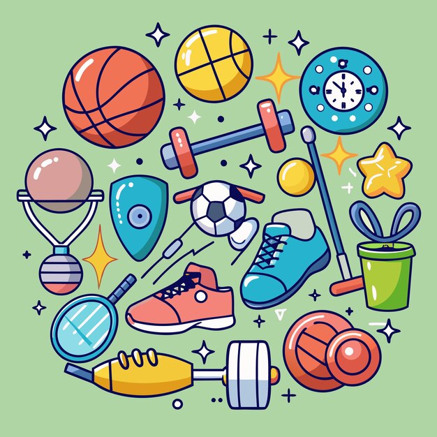 Vector sports and fitness vector icons fresh graphics
