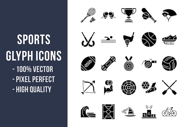 Vector sports glyph icons