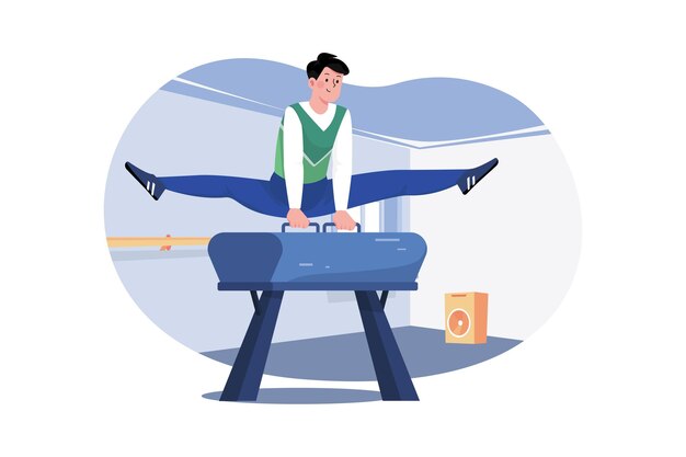 Sports Gymnast On The Log Illustration concept