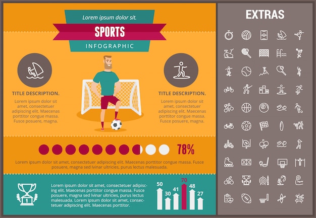 Sport infografica modello, elementi e icone