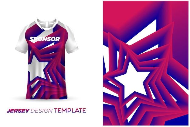 T-shirt con design in jersey sportivo per corse, calcio, giochi, motocross, ciclismo. disegno vettoriale mockup