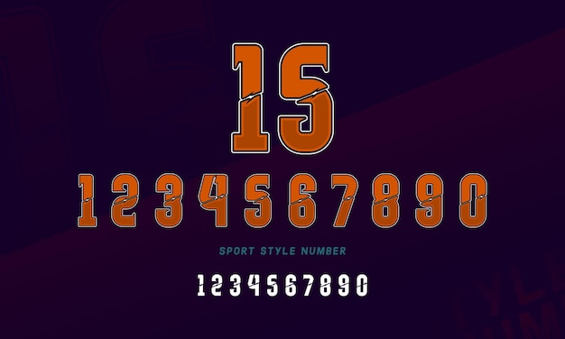 Sports jersey number alphabet set