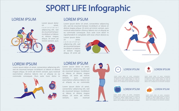 Vector sports life infographic, how it goes and what use.