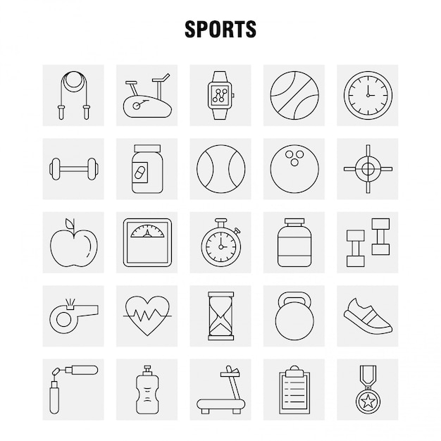 Sports line icon set