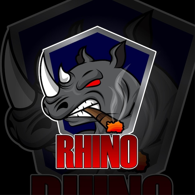Вектор Спортивный дизайн логотипа носорог талисман животное носорог талисман векторный логотип иллюстрация киберспорт