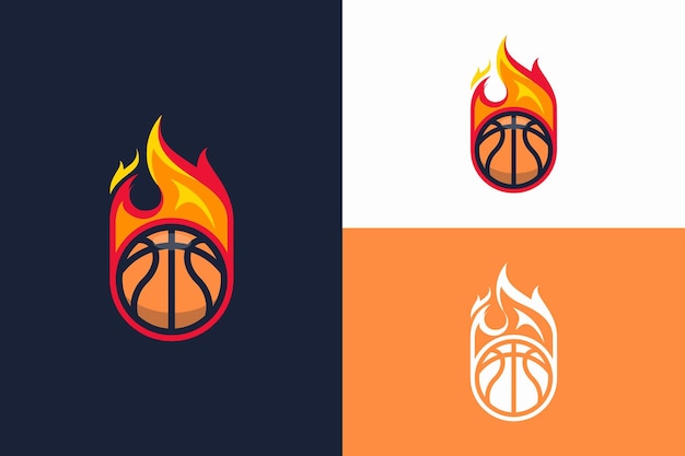 sports logo fire basketball illustration