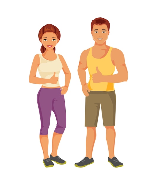 Vector sports man and woman vector illustration