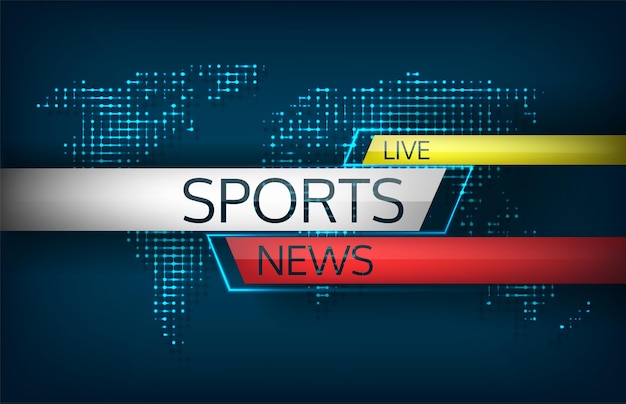 Sports news live on a background map of the world isolated vector illustration