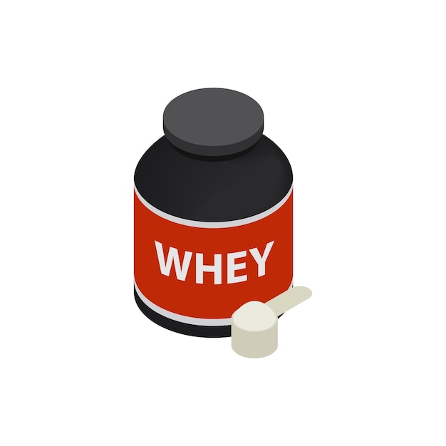 Vector sports nutrition icon in isometric 3d style on a white background