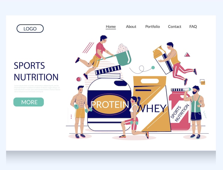 Vector sports nutrition vector website landing page design template