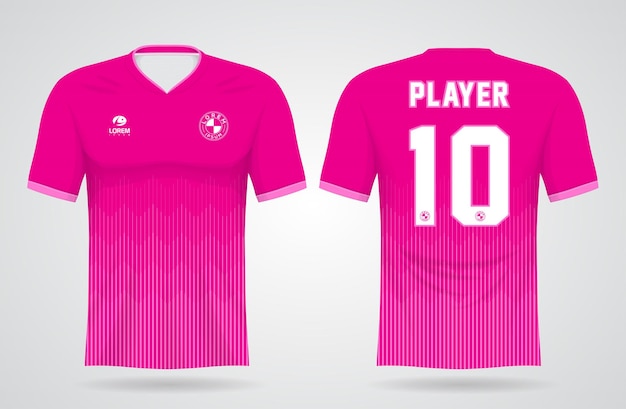 Vettore modello di maglia sportiva rosa per uniformi della squadra e design della maglietta da calcio