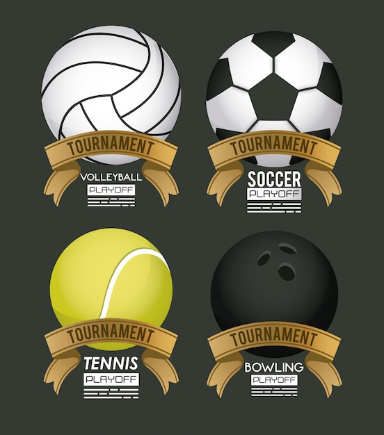 Sports poster with set balloons