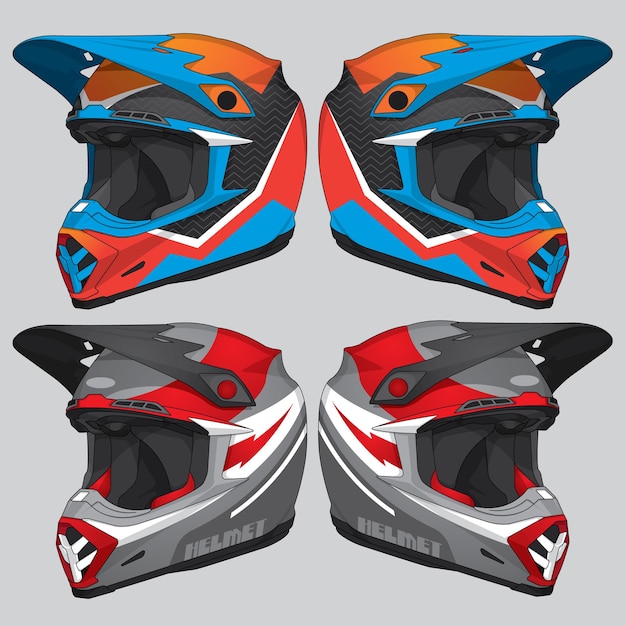 スポーツレースヘルメットのテンプレートベクトルデザイン