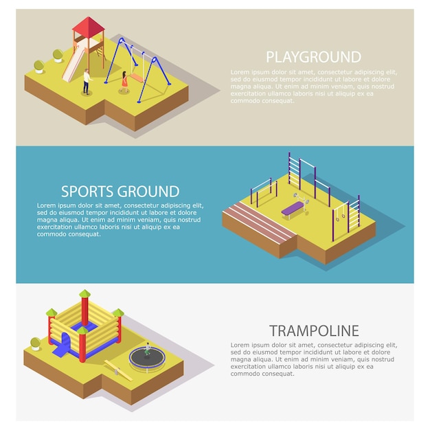 Sports and recreation vector web banner template set