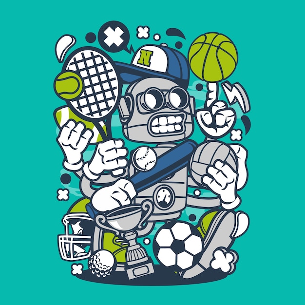 Sports robot cartoon