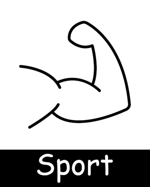 Sports set icon Medal weight hobby healthy lifestyle entertainment competition arm biceps muscles hobby black lines on white background Healthy lifestyle concept
