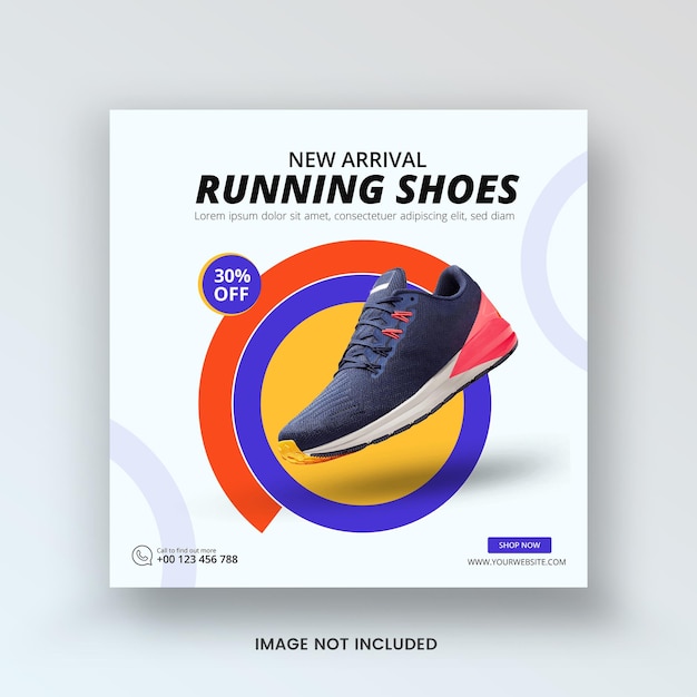 벡터 스포츠 신발 현대 소셜 미디어 게시물 배너 디자인