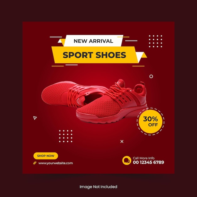 Sports shoes or fashion sale social media post banner design and web banner template