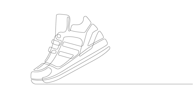 Вектор Спортивная обувь в линейном стиле кроссовки вектор